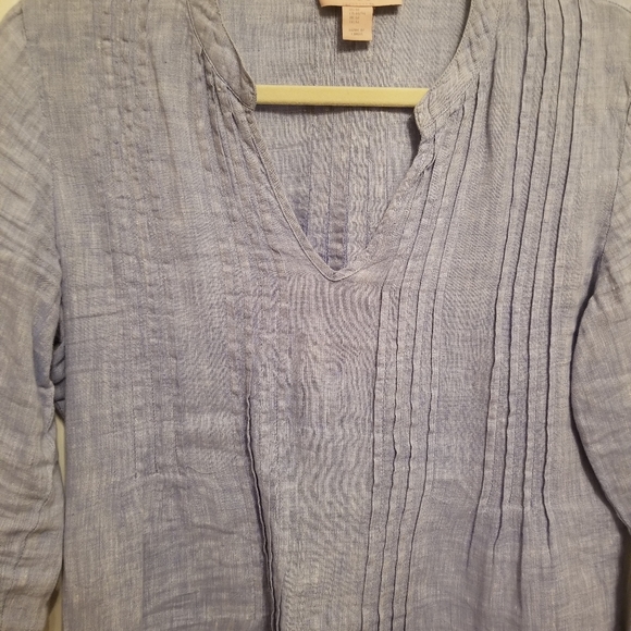 Linen blue Top size M - Picture 3 of 5
